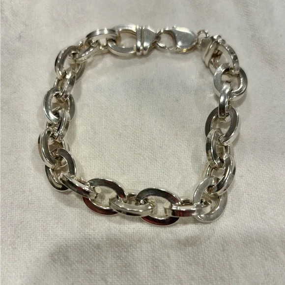 Sterling Silver Chunky Chain Link Bracelet - Picture 1 of 6